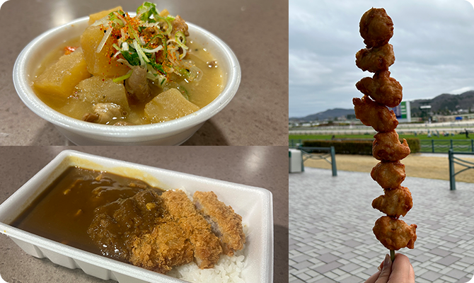 名物メニューが並ぶフードコート